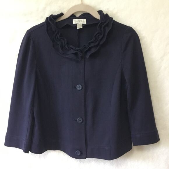 Loft Navy Light Button-Down Coat - Picture 1 of 9